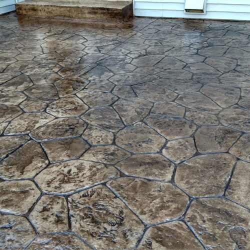 Stamped concrete flooring in outdoor areas