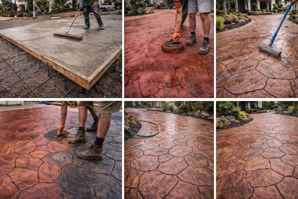 مراحل تنفيذ الخرسانة المطبوعة