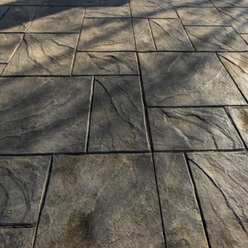 Stamped concrete flooring in outdoor areas