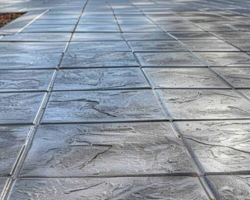 Stamped concrete flooring in outdoor areas