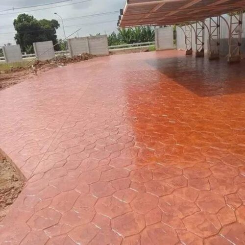 Stamped concrete flooring in outdoor areas