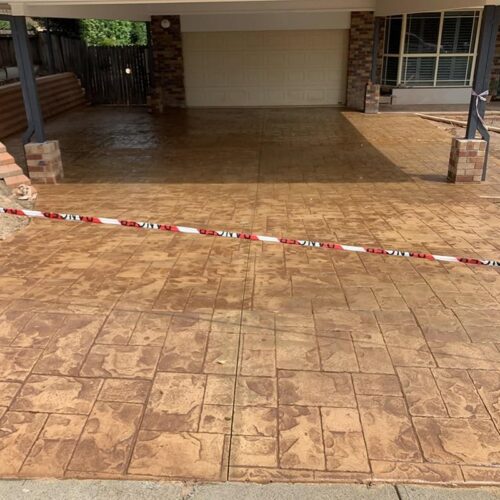 Stamped concrete flooring in outdoor areas