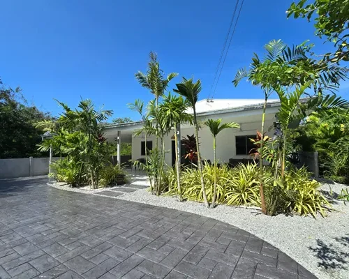 Stamped concrete flooring in outdoor areas