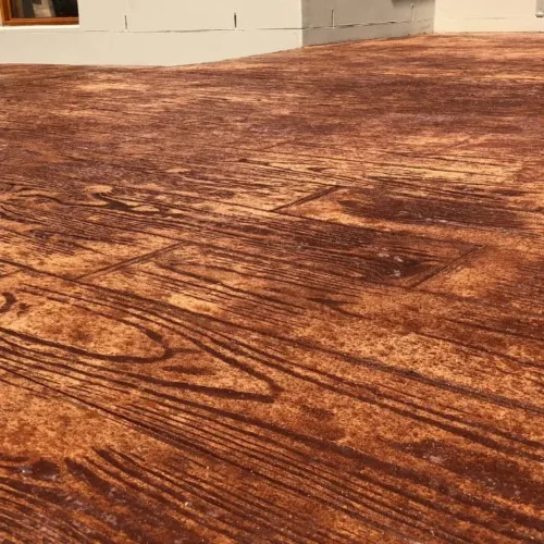 Stamped concrete flooring in outdoor areas