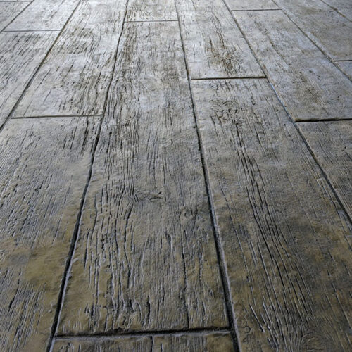 Stamped concrete flooring in outdoor areas